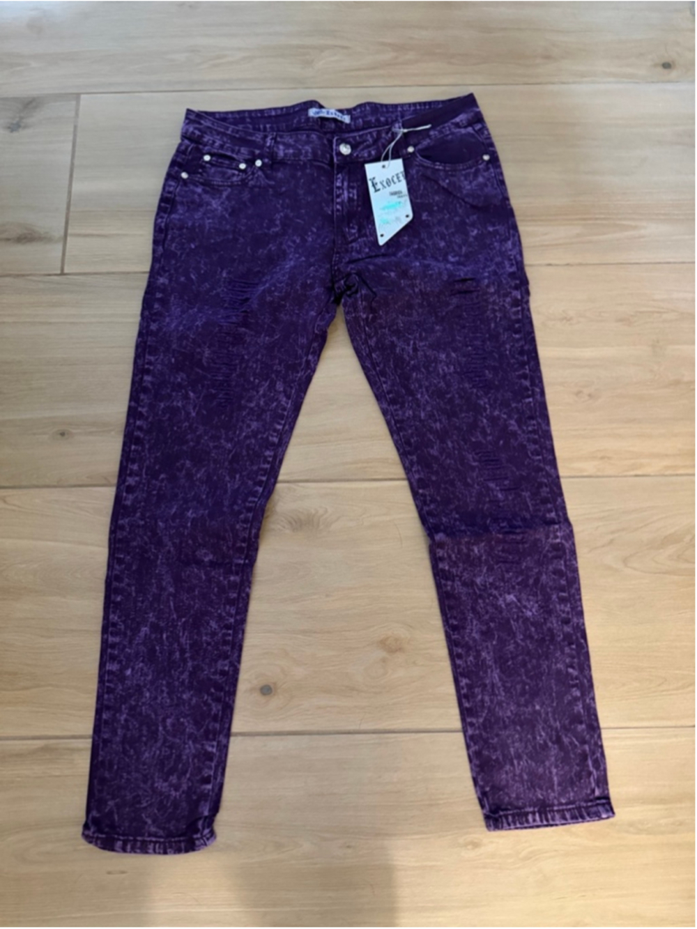 NEW EXOCET Skinny Stretch Distressed Colored Jeans 11 32/29